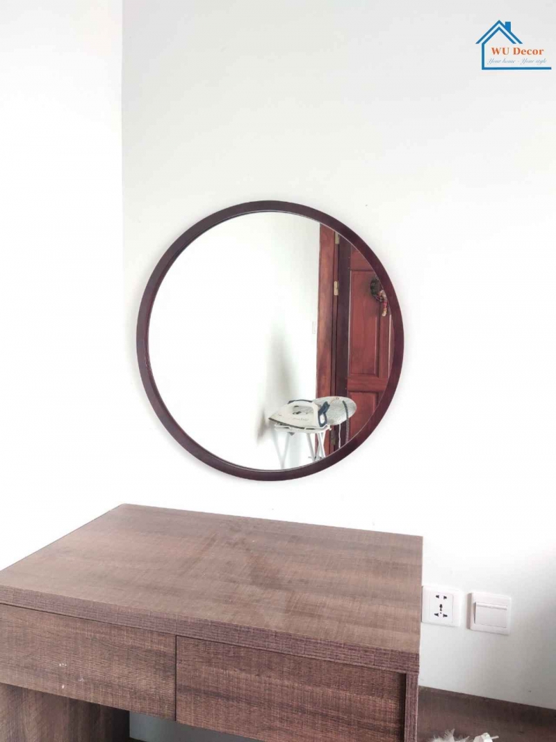 Gương tròn viền gỗ màu tự nhiên - T02-G1
