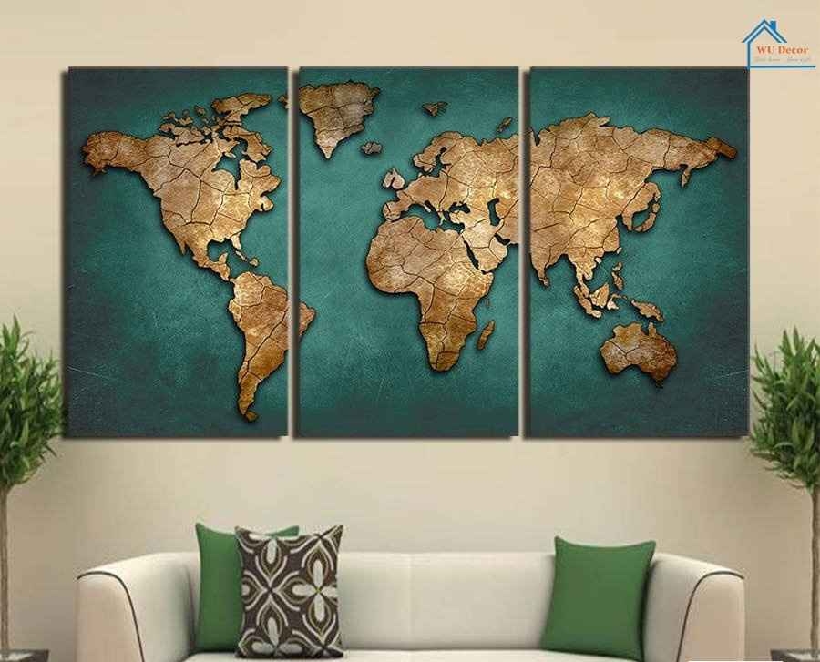 Tranh bộ 3 bản đồ thế giới